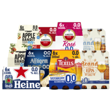 Alle Heineken 0.0%, Amstel 0.0%, Brand 0.0%, Affligem 0.0%, Apple Bandit 0.0% of Texels 0.0%
